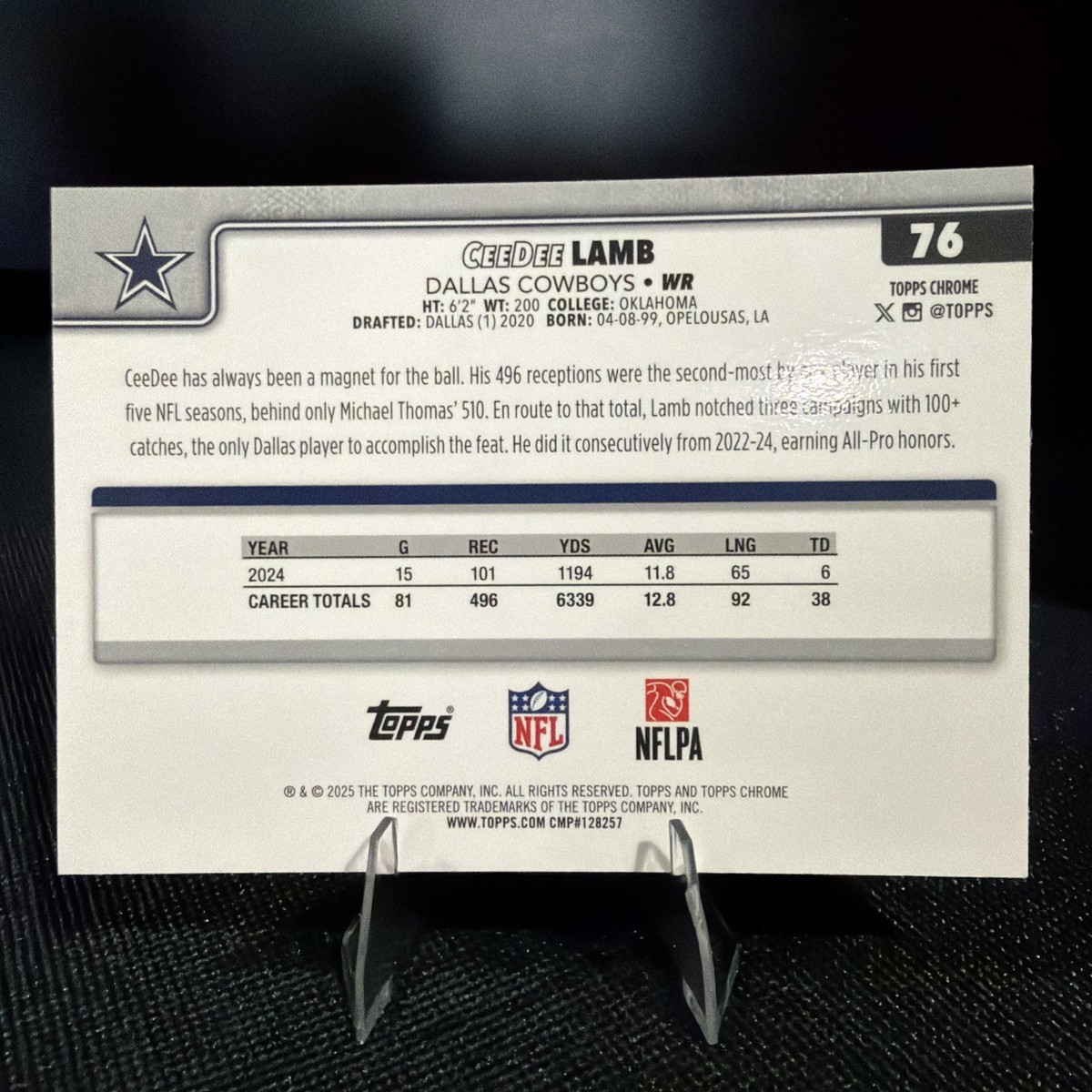 2025 Topps Chrome Football NFL CeeDee Lamb Pulsar #76 - Dallas