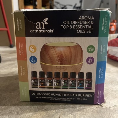 ART NATURALS OIL DIFFUSER & TOP 8 ESSENTIL OILS SET BRAND NEW