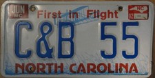 2002 North Carolina vanity license plate C&B 55