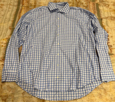 Peter Millar Mens Button-Up Shirt Blue White Performance Gingham Check XL