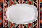 VTG Frankoma Mayan Aztec 13” Oval Steak Platter 7QS White Sand MCM Tribal