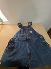 Carhartt Denim Mens Blue Bib Overalls R07-DST 46 32
