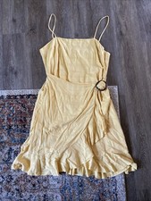 Women’s American Eagle Yellow Wrap Front Sundress Sz XL Long