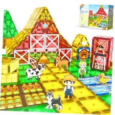 Magnetic Tiles Toddler Toys, STEM Magnet Building Blocks for Kids Farm Animals