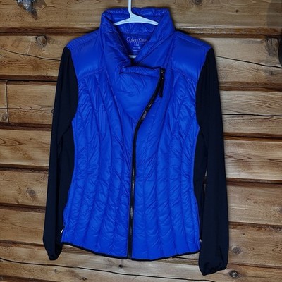 Calvin Klein Packable Premium 100% dawn Puffer Jacket Blue/black Hooded Size XL