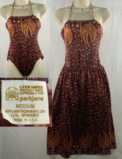 VTG 70s Womens One Piece Swimsuit Matching Wrap Skirt Size S/M Boho Resort Retro