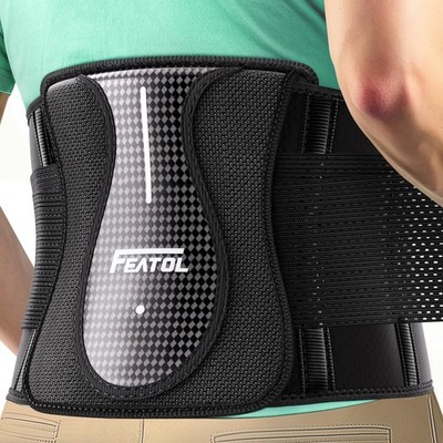 FEATOL Back Brace for Lower Back Pain Wide Coverage 360° Strong Lumbar Supp