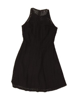 Mossimo Damen ärmelloses A-Linien-Kleid UK 10 Small schwarz Baumwolle BO08