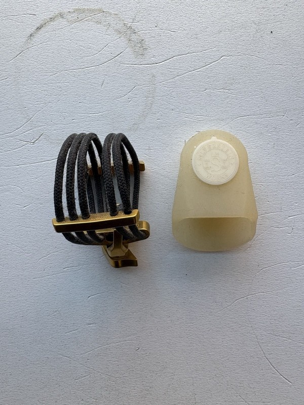 Silverstein Gold Tenor Sax Ligature for Hard Rubber Mouthpiece w/ Matching Cap
