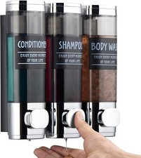 Dispensador champu y acondicionador 3 compartimentos 300ml montado pared