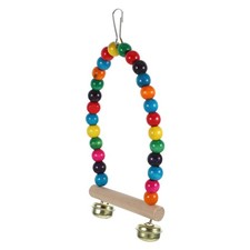 Wooden Bird Swing Perch Stand Hanging Toy for Parrot Cage Multicolor