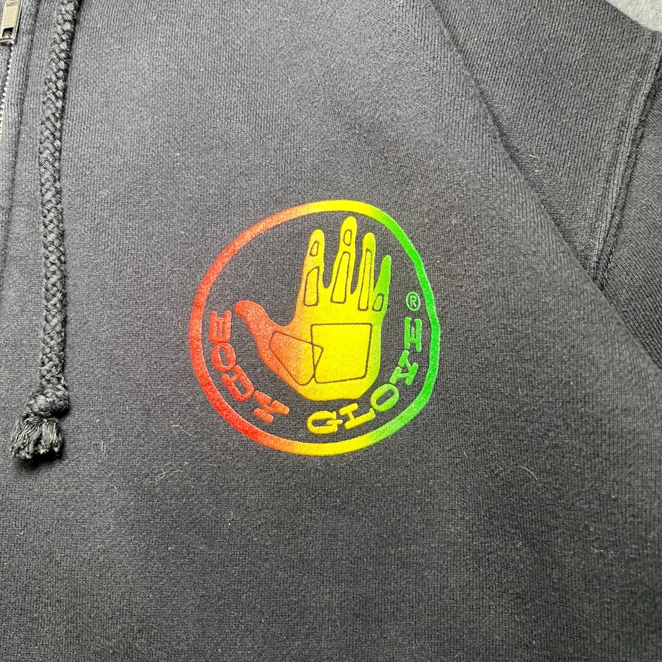 Sudadera con Capucha Body Glove Vintage Para Hombre Mediana Cremallera Completa Pullover Negro Surf Y2k Patín Foto 3 de 4