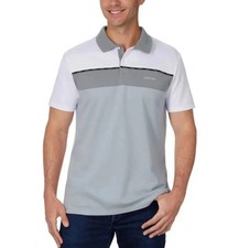 Calvin Klein Men's Colorblock Performance Polo Shirt White Grey N0782