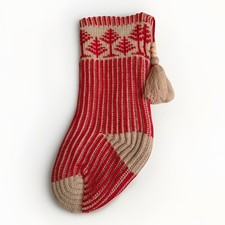 20" Tree Knit Stocking Red  Beige Hearth  Hand  with Magnolia
