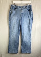 NYDJ Marilyn Straight Blue Jeans Women's 16 Medium Wash Stretch Denim Lift Tuck