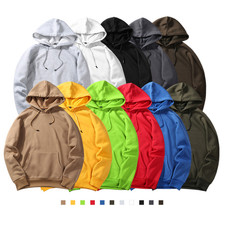 Fall Winter Mens Hoodie Fleece Pullover Long Sleeve Sweatshirt Drawstring Tops