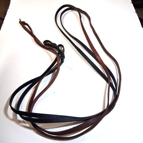 Set Black And Brown Leather Horse Harness Driving Lines