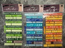 NIP (3) Sticko LABEL LINGO stickers Lot TRAVEL ZEN AND SUMMER