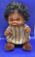 Vintage 1974 Norfin African American Girl Doll with Clothes
