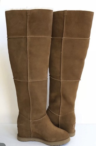 BOTAS UGG CLÁSICAS MUJER ALTAS SOBRE LA RODILLA CASTAÑO CUÑA EE. UU. 9/UK 7 - Imagen 2 de 4