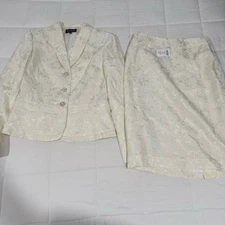 NWT John Meyer 2pcs Ivory Jacquard Blazer and Skirt Set - 8