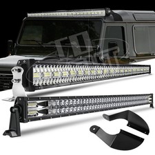 Roof 52" Led Combo Light Bar Bracket Mounts Fit Gutter Land Rover Defender+Wire