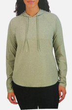 Sage Collective Women's Lightweight Long Sleeve Ribbed Hoodie, Green, Size S