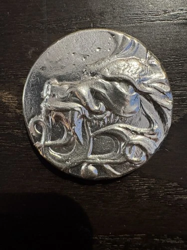 3 Ozt Hand poured Fine SILVER 0.999 Dragon Head