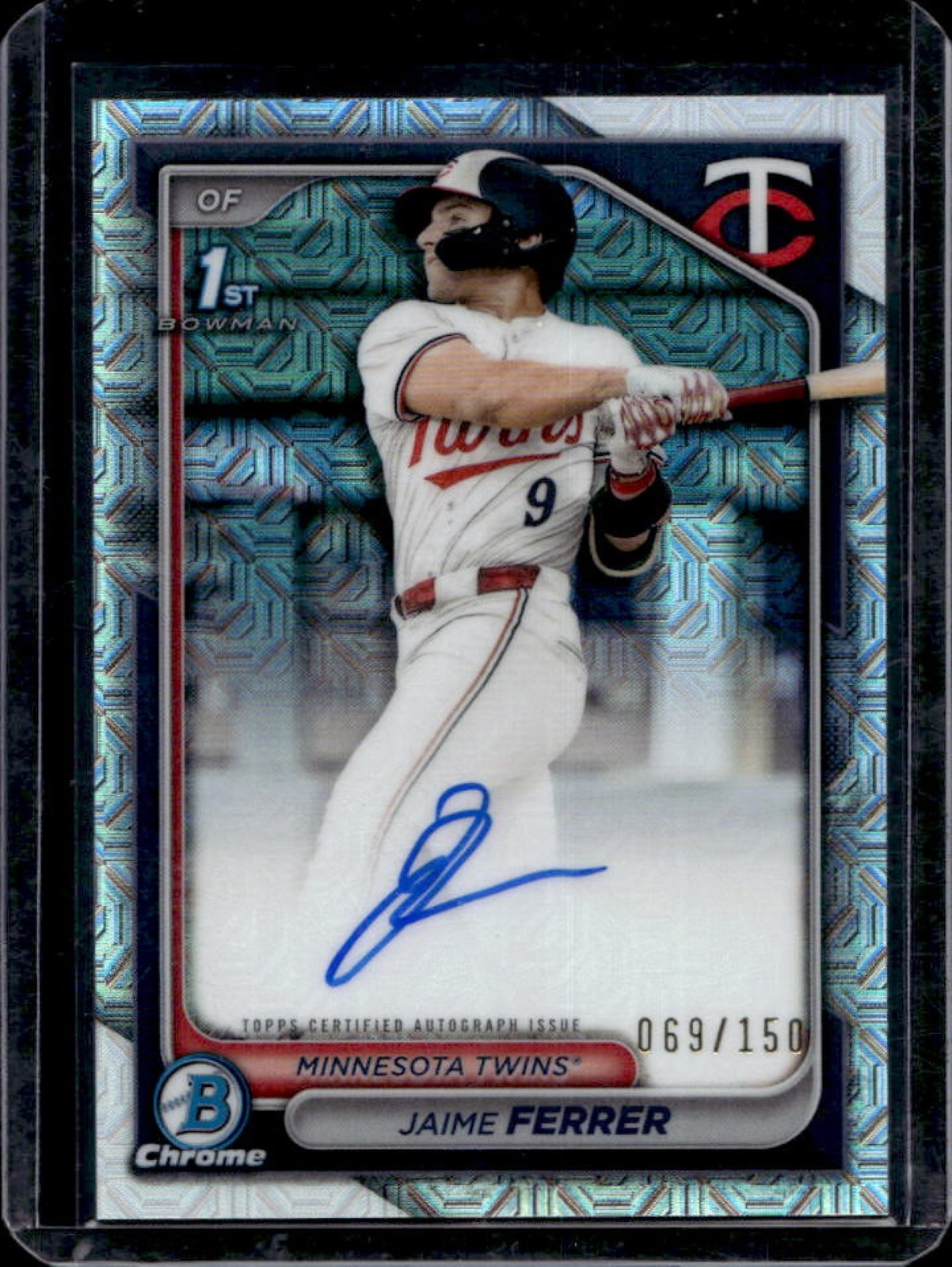 2024 Bowman Draft Jaime Ferrer Chrome Auto HTA Choice Refractor 1st #/150 Twins