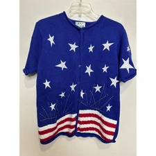 The Quacker Factory Patriotic Stars & Stripes Knit Cardigan Top - Women's