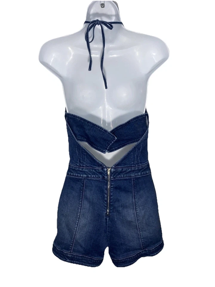 Camiseta Bebe Denim Halter Top Jumper Tamanho 28 Md 8-10 Sexy Y2K Clubwear Siren Biker - Imagem 3 de 4