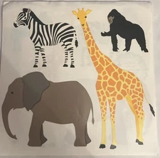 HUGE MRS GROSSMAN STICKERS: ZOO ANIMALS ELEPHANT GIRAFFE ZEBRA GORILLA