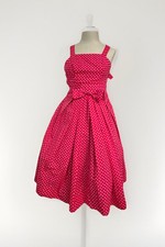 Red Pink polka dot Retro Dress petticoat 100 coton 50s Style Full Skirt xs NWOT