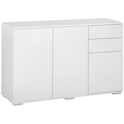 HOMCOM Credenza Armadio Portaoggetti Multiuso con 2 Cassetti 3 Ante Bianco