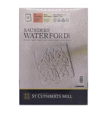 Saunders Waterford hp 12 x 9 hot press 12 sheet pad 300gsm watercolour paper