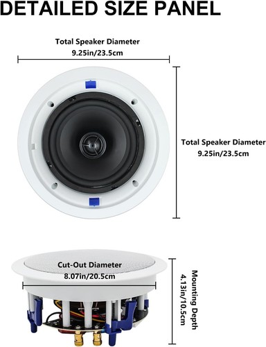 Herdio 4X6.5" 640W Ceiling Speakers Restaurant Kitchen Wall Flush Mount Speakers - Picture 5 of 9