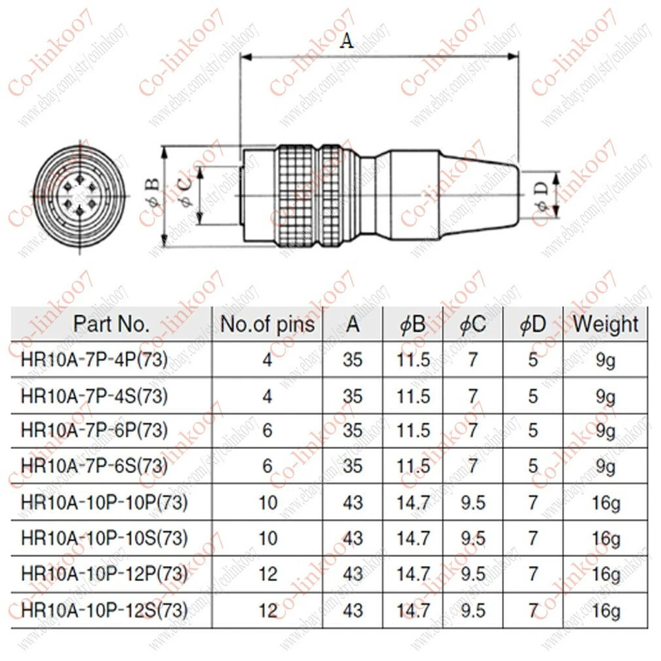 hirose 4pin male plug HR10A-7P-4P for Sound Devices ZAXCOM/SONOSA AVT CCD CAMERA - Image 2 of 4