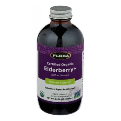 Certified Organic Elderberry + with Echinacea  8.5 Oz By Flora