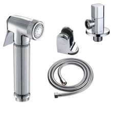Chrome Brass Bidet Sprayer Douche Toilet Shattaf Spray Copper Angle Valve Set