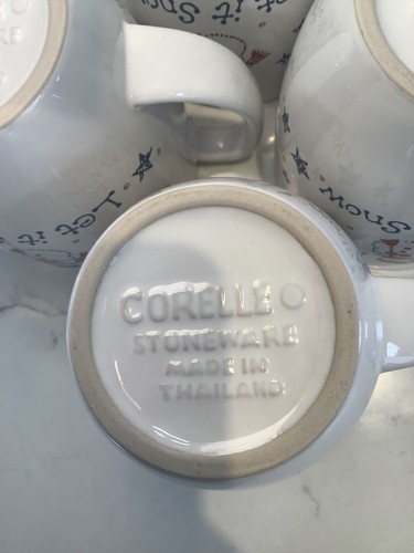 Corelle Frosty Morn Let It Snow Stoneware Mug Cup Set Of 4 Real Nice Shape - Picture 10 of 10