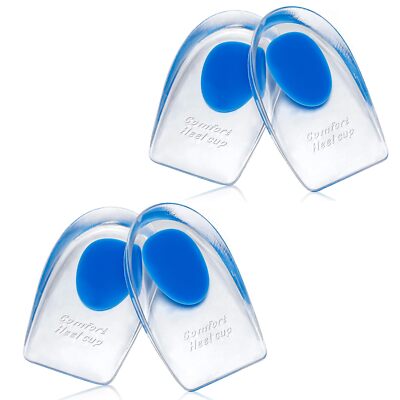 4 Pcs Silicone Gel Heel Cups for Heel Pain Shoe Inserts Plantar Fasciitis Pads