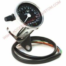 Contachilometri per Moto Universale con Spie Caferacer Custom Cromato Fondo Nero