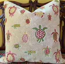 Donghia Snappy Turtle Cream Rose Linen Velvet Pillow Cover! All Sizes