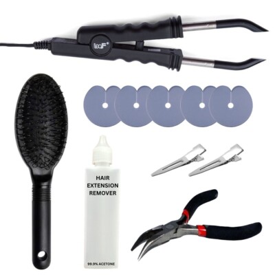 Haarverlängerungen Fusion Remy Wärmestab Verbinder Eisen vorgebunden 11-teiliges Kit