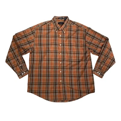Vintage Ouest 70s Chemise L Marron à Carreaux Écossais Cow-Boy Rockabilly 1970s - Photo 1/4