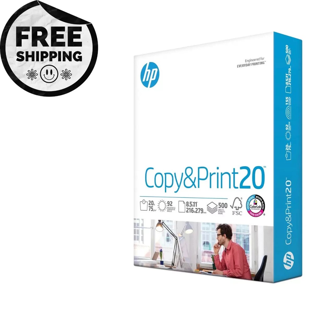 HP Printer Paper | 8.5 x 11 Paper | Copy &Print 20 lb | 1 Ream Case - 500 Sheets