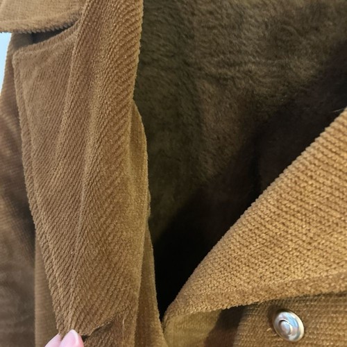 Vintage 1980s Brown Corduroy Swingles Woman's Overcoat Jacket Belted Lined - Picture 3 of 4