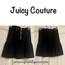 NEW Juicy Couture Black Flare Hem Back Zip Short Mini Skirt Size XL 79