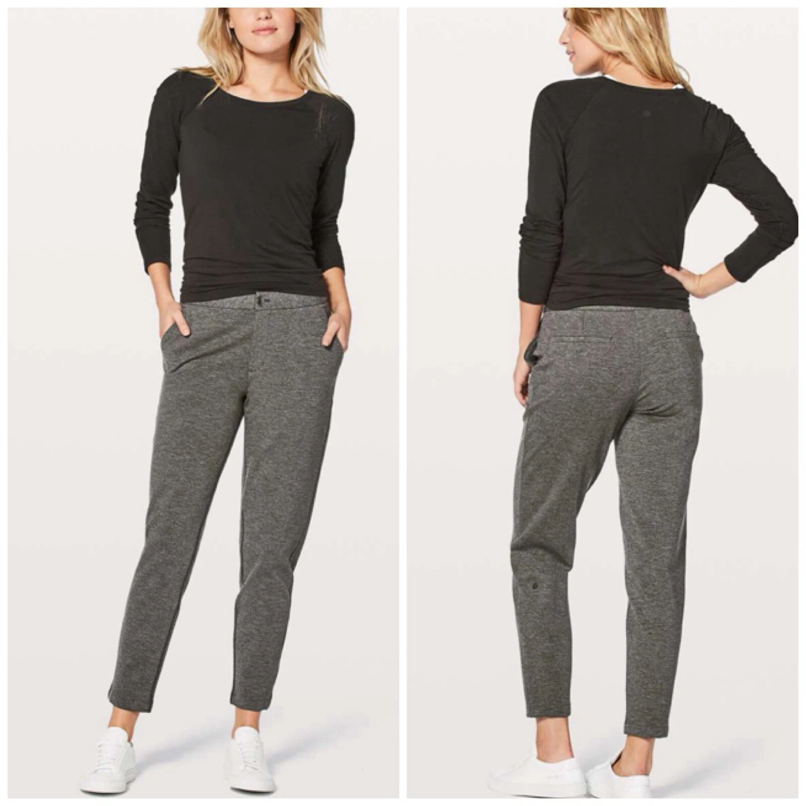 Lululemon Pants Sz 4 Heathered Black Gray City Trek Trouser II 28 " Inseam