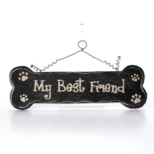 My Best Friend Dog Paw Print Bone Decor Wall Art Wood Sign 